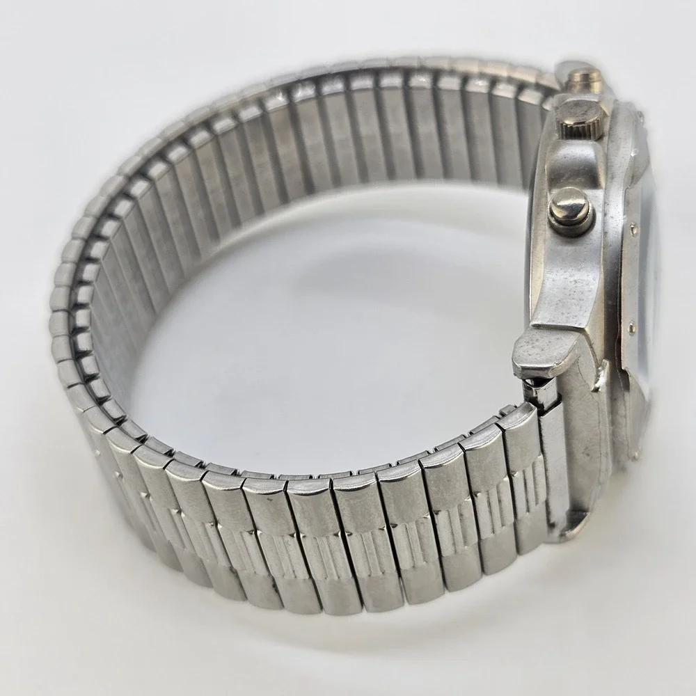 Men's Analog Watch 40MM Black Dial Grray Expandable Bracelet Band 7